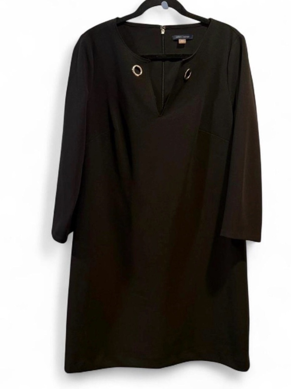 Tommy Hilfiger Black Long-Sleeve Shift Dress with Grommet Detail
